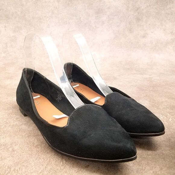 Merona Womens Size 7.5 Black Slip On Loafer Pointed Toe Flats - Picture 1 of 11